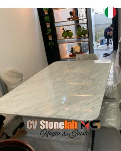meja makan marmer